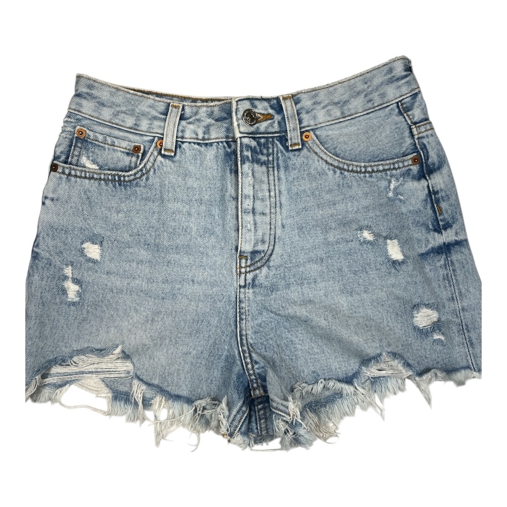 Zara Women's Size 4 Denim Shorts Light Wash‎ Distressed Ripped Frayed Hem